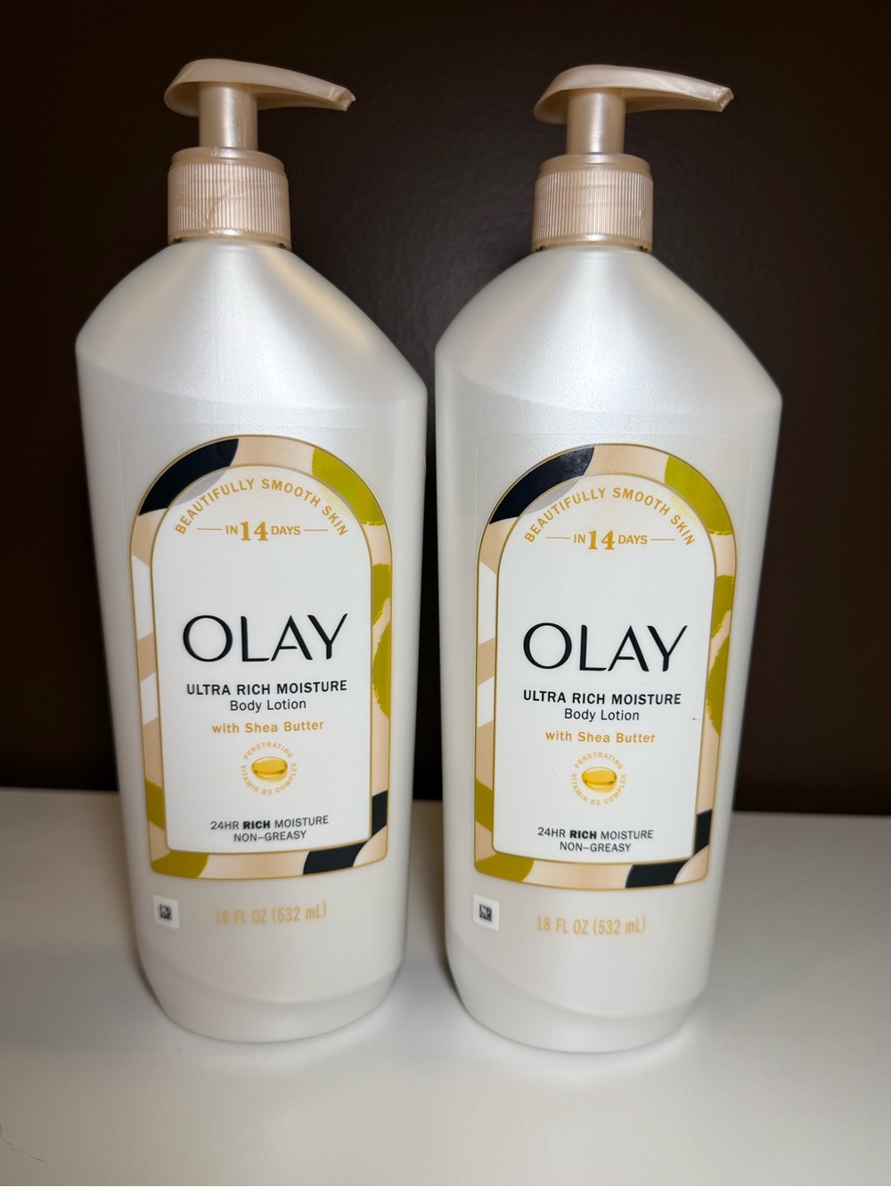 2 PACK Olay Ultra Rich Moisture Body Lotion Shea Butter 18 oz Pump Bottles NEW